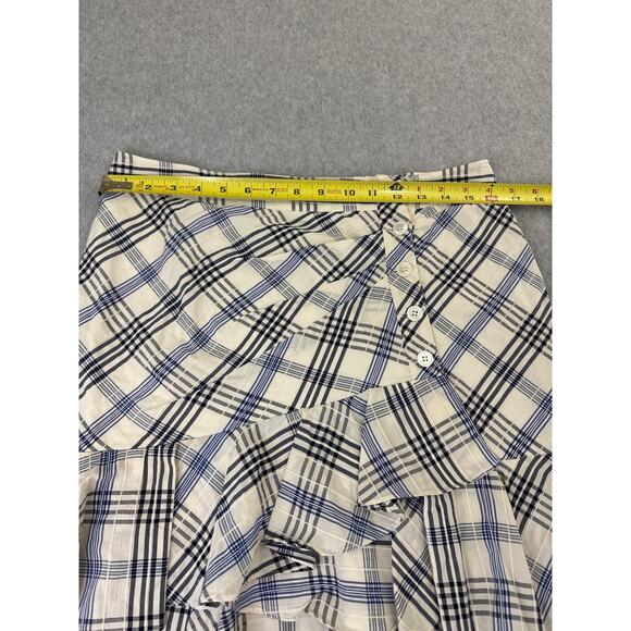 Veronica Beard Blue and White Plaid Ruffle Mini Skirt – Size 10 - Picture 5 of 8
